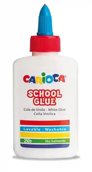 Carioca Cola Blanca 250gr – Tapa con Dispensador – Apta para Papel y Carton – Secado Transparente – sin Disolventes – Color Blanco