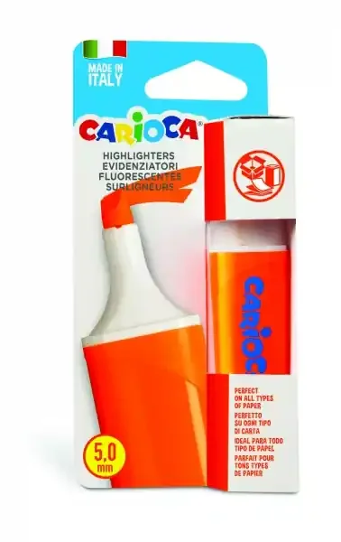 Carioca Memolight Subrayador – Punta Biselada de 5mm – Color Brillante y Lavable – Tinta a Base de Agua – Color Naranja