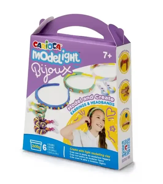 Carioca Modelight Bijoux Pack de Creacion de Joyas – Pasta Super Ligera y Maleable – sin Gluten – Seca al Aire – Colores Brillantes y Mezclables – Tutorial Incluido – Color Varios