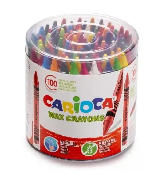 Carioca Pack de 100 Ceras Pastel – Colores Brillantes – Lavables – Cuerpo de Ø 8mm – Color Varios