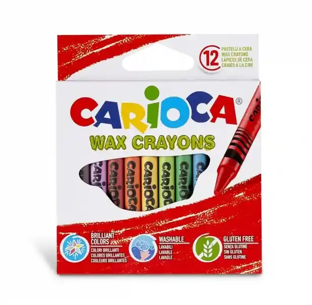 Carioca Pack de 12 Ceras Pastel – Colores Brillantes – Lavables – Cuerpo de Ø 8mm – Color Varios