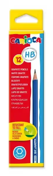 Carioca Pack de 12 Lapices de Grafito HB – Facil de Borrar y Sacar Punta – Cuerpo Triangular Agradable al Tacto – Mina Resistente a las Caidas – Color Gris