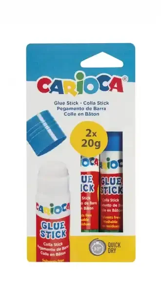 Carioca Pack de 2 Pegamentos de Barra – Ideal para Casa, Colegio y Oficina – Pega Papel, Fotos y Tejidos – sin Disolventes – Color Varios