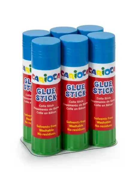 Carioca Pack de 6 Pegamento de Barra 40gr – Ideal para Casa, Colegio y Oficina – Pega Papel, Fotos, Tejidos y mas – sin Disolventes – Color Varios