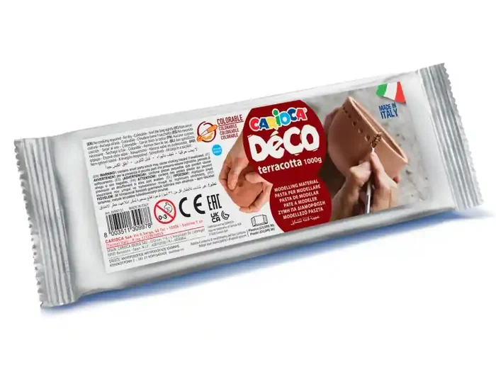 Carioca Pasta de Modelar Terracota 1000gr – Apta para Todas las Tecnicas de Modelaje – Endurece al Aire sin Coccion – Facil de Alisar – Color Marron