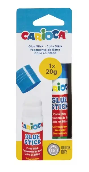 Carioca Pegamento de Barra 20gr – Ideal para Casa, Colegio y Oficina – Pega Papel, Fotos, Tejidos y mas – sin Disolventes – Color Varios