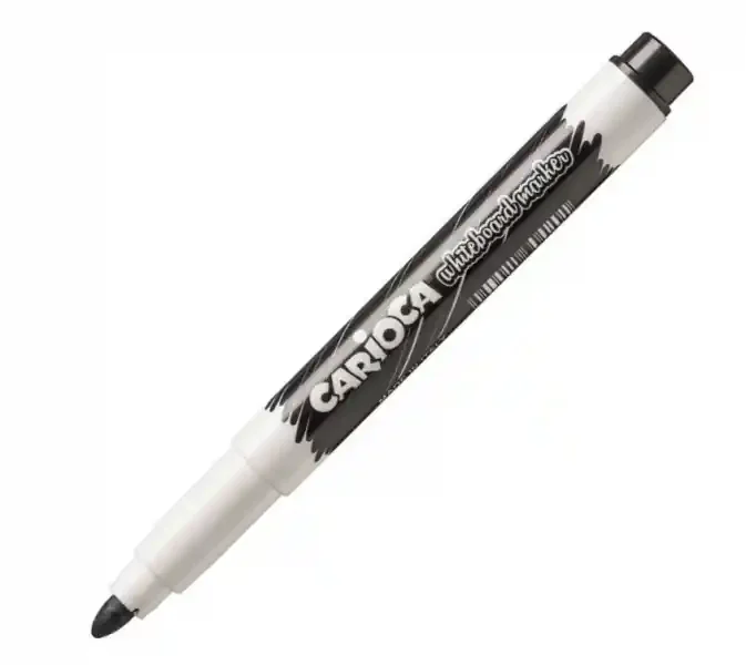 Carioca Rotulador para Pizarra Blanca Clip – Tapa con Clip – Se Borra Facilmente – Se Seca Rapidamente – Punta de Ø 4.5mm – Color Negro (12 uds)