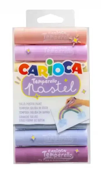 Carioca Temperello Pack de 8 Temperas Solidas – Colores Pastel – Lavables – Gran Cobertura – Faciles de Mezclar – sin Disolventes – Acabado Satinado – Secado Rapido – Color Varios