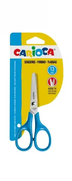 Carioca Tijeras Pequeñas 13cm – Punta Redonda – Acero Inoxidable – Comodas para Zurdos y Diestros – Color Azul