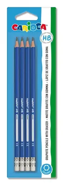 Carioca Tita Pack de 4 Lapices de Grafito HB – Facil de Borrar y Sacar Punta – Cuerpo Triangular – Mina Resistente a las Caidas – Color Gris