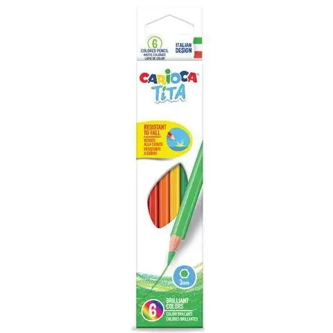 Carioca Tita Pack de 6 Lapices de Colores – Cuerpo Hexagonal – Mina Resistente – Colores Surtidos