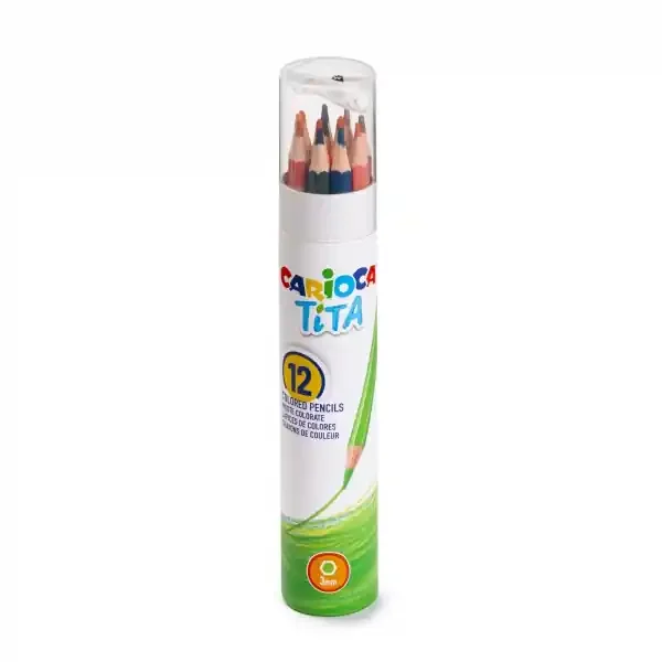 Carioca Tita Papertube Pack de 12 Lapices de Resina – Cuerpo Hexagonal – Colores Brillantes y Lavables – Escritura Blanda – Sacapuntas Incluido – Color Varios