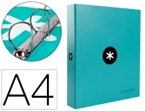 Carpeta 4 Anillas 40 Mm Mixtas Antartik A4 Forrada Color Menta Aw63 , Verde Menta