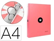 Carpeta Antartik A4 Forrada 4 Anillas 25 Mm Redondas Color Coral Ka52