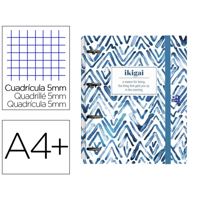 Carpeta con recambio oxford europeanbinder japandi din a4+ cuadro 5×5 120 hojas
