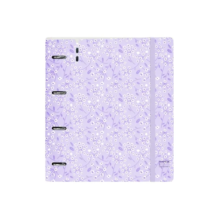 Carpeta con recambio safta din a4 cuadro 5 mm polipropileno foam 4 anillas 35mm estampados floral lila