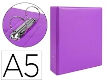 Carpeta De 2 Anillas 40 Mm Redondas Liderpapel A5 Carton Forrado Pvc 77199 , Violeta