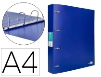 Carpeta Liderpapel 4 Anillas Mixtas 40 Mm Polipropileno Din A4 Azul Translucido 160011