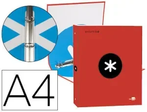 CARPETA LIDERPAPEL ANTARTIK A4 FORRADA 4 ANILLAS 25 MM REDONDAS COLOR ROJO