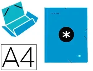 CARPETA LIDERPAPEL ANTARTIK GOMAS A4 3 SOLAPAS CARTON FORRADO COLOR AZUL