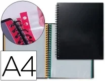 Carpeta Liderpapel Din A4 Con 20 Fundas Intercambiables Bordes De Colores Color 36124 , Negro