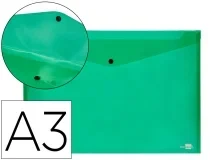 Carpeta Liderpapel Dossier Broche 44243 Polipropileno Din A3 Verde Translucido 32838