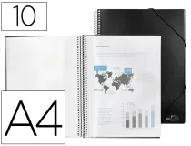 Carpeta Liderpapel Escaparate Con Espiral 10 Fundas Polipropileno Din A4 Negro 75080