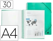 Carpeta Liderpapel Escaparate Con Espiral 30 Fundas Polipropileno Din A4 Verde 53815
