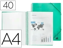 Carpeta Liderpapel Escaparate Con Espiral 40 Fundas Polipropileno Din A4 Verde 53819