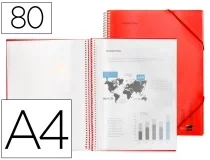 Carpeta Liderpapel Escaparate Con Espiral 80 Fundas Polipropileno Din A4 Rojo 54433