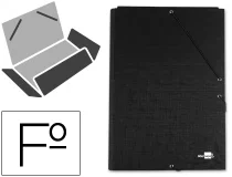 Carpeta Liderpapel Gomas Tres Solapas Carton Forrado Folio Color Negro 24741