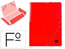 Carpeta Liderpapel Gomas Tres Solapas Carton Plastificado Folio Color Rojo 165928