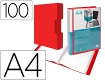 Carpeta Liderpapel Personaliza 100 Fundas Polipropilenodin A4 Rojo Translucido Con Cajetin 11051