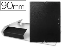 Carpeta Proyectos Liderpapel Folio Lomo 90mm Carton Gofrado Negra 37354 , Negro
