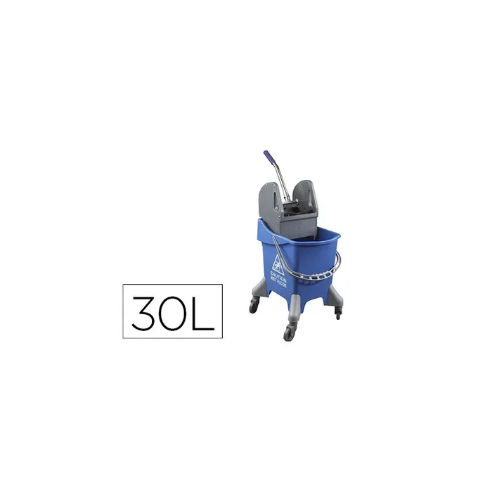 Carro de limpieza con bastidor y escurridor con 4 ruedas 32 l azul 455x370x970 mm