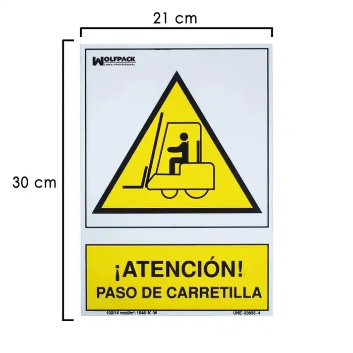 Cartel Atención Paso Carretilla 30×21 cm.