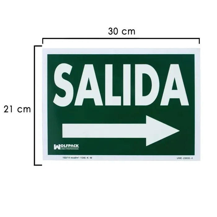 Cartel / Señal Fluorescente Salida A Derecha 21×30 cm.