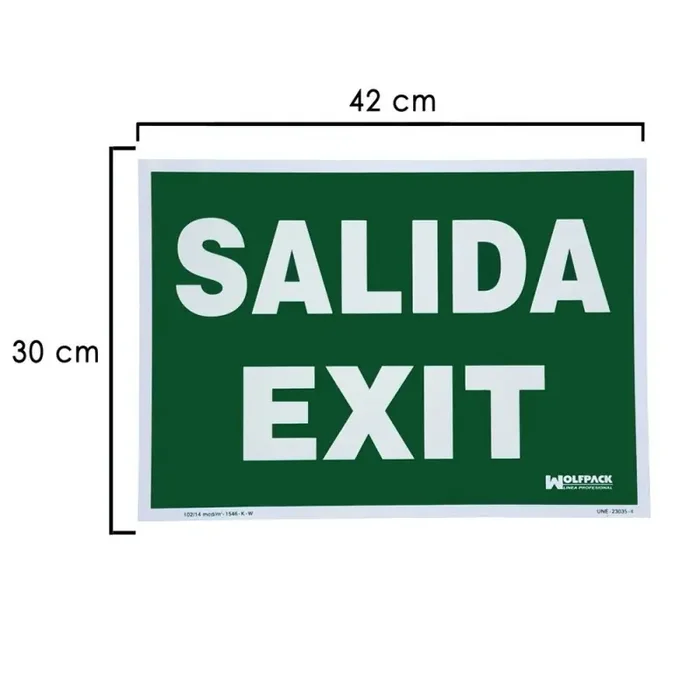 Cartel / Señal Fluorescente Salida Exit 30×42 cm.
