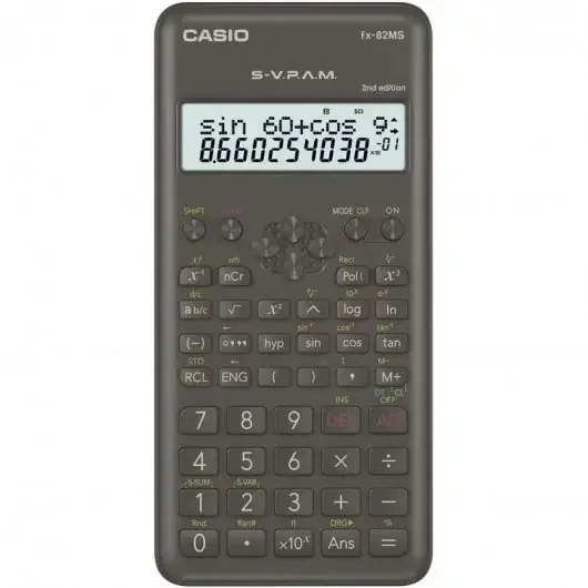 Casio Calculadora Cientifica FX-82MS 2ª Ed.- Pantalla LCD de 2 Lineas – 240 Funciones Integradas – 8 Memorias de Variables – Calculo de Porcentajes – Alimentacion 1 Pila AA
