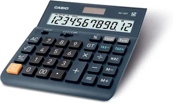 Casio DH-12ET Calculadora de Sobremesa – Pantalla Extragrande de 12 Digitos – Alimentacion Solar y Pilas – Color Azul Oscuro