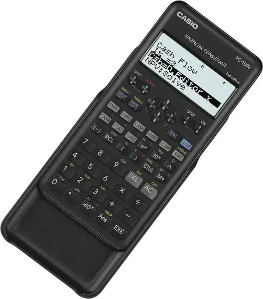 Casio FC-100V-2 Calculadora Financiera – Pantalla de 4 Lineas – Visualizacion de Varios Parametros al mismo Tiempo – Teclas de Acceso Directo – Alimentacion con Pilas