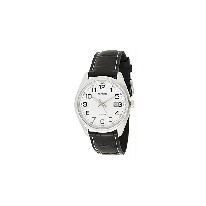 CASIO Reloj analógico MTP-1302L-7B con calendario esfera blanca correa