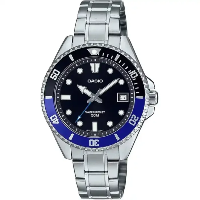 Casio Reloj de Cuarzo para Mujer o Cadete de Acero Inoxidable con Esfera Negra MDV-10D-1A2