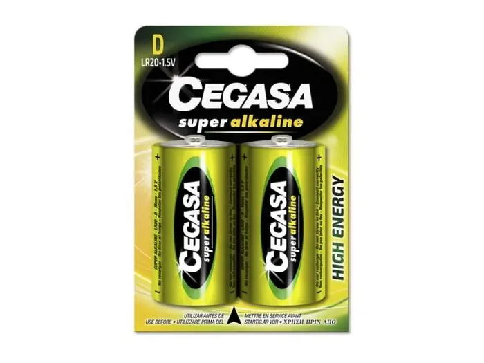 Cegasa Super Alcaline LR20 Blister 2 Unidades – Alta Tecnologia – Fiabilidad – Elevado Rendimiento – Color Varios