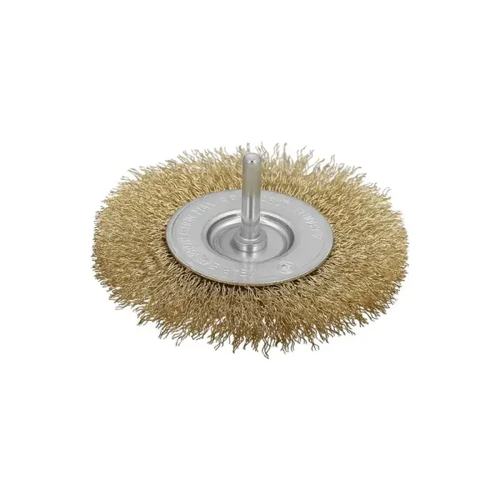 Cepillo Acero Latonado Para Taladro. Disco Diámetro 75 mm. Espiga 1/4″ Cepillo Taladro