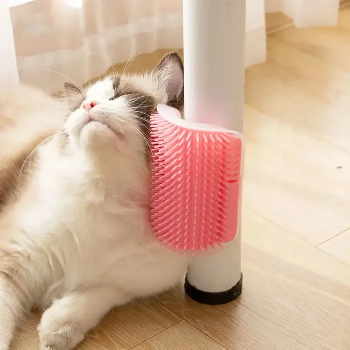 Cepillo de Pared Auto-Instalado para Gatos con Hierba Gatera