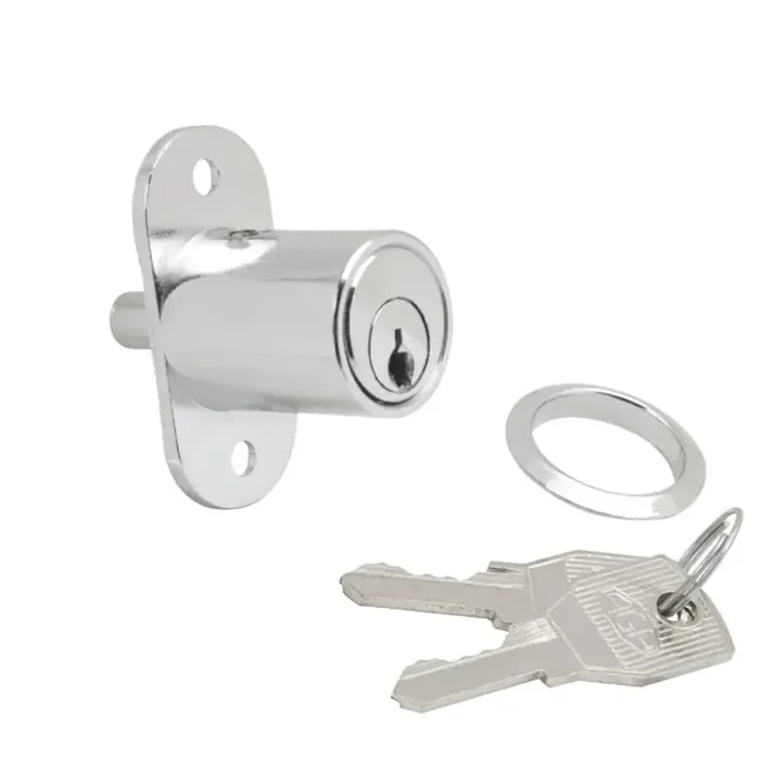 Cerradura Puerta Corredera Pulsador 147/27 mm. Cromado