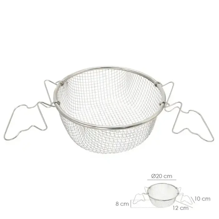 Cesta Freír Acero Inoxidable Con Asas Diámetro 20 cm.