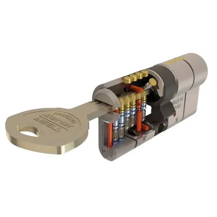 Cilindro Tesa Seguridad T70 30×40 Latonado Leva Larga
