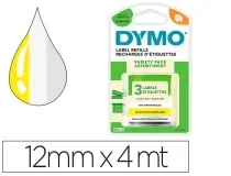 Cinta Dymo Metalizada Letratag 12mm X 4mt Papel Blanco Plastico Amarillo De S0721800